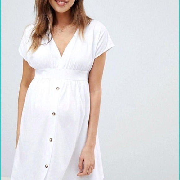 Elegant White Button-Down “Maternity” Dress Sz 12 😊 - Picture 1 of 7